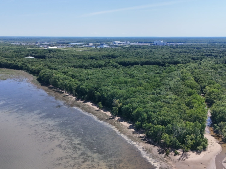 Île Montesson et les usines en développement au loin